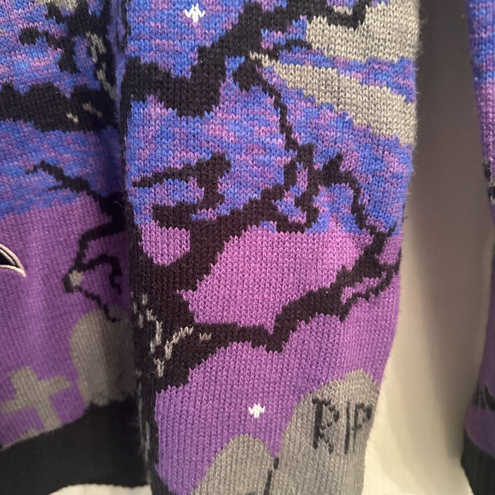 Halloween Bat Goth Graveyard Hipster Gothic Dark Sweater Size Small - Picture 3 of 7